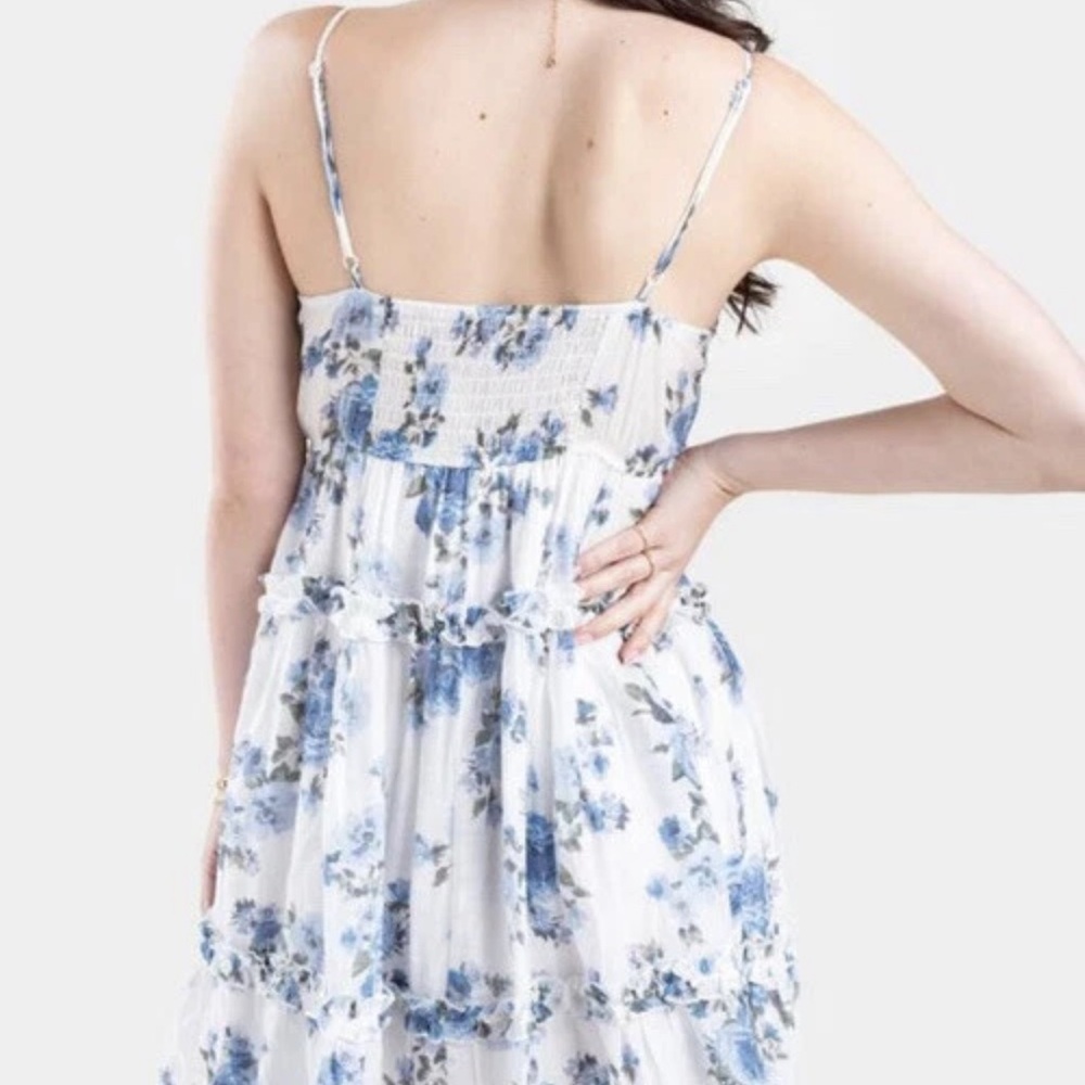 Miami White and Blue Floral Midi Dress - Picture 4 of 12